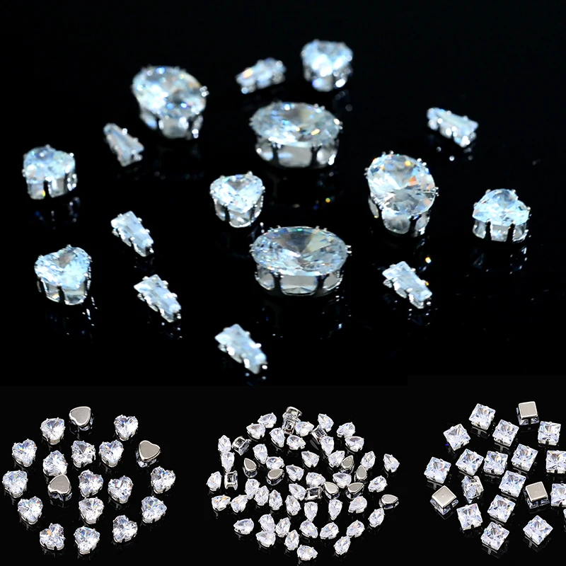 10p Multisize clear Natural Zircon artificial gemstone nicker setting sew on stones rhinestones DIY jewelry Crafts