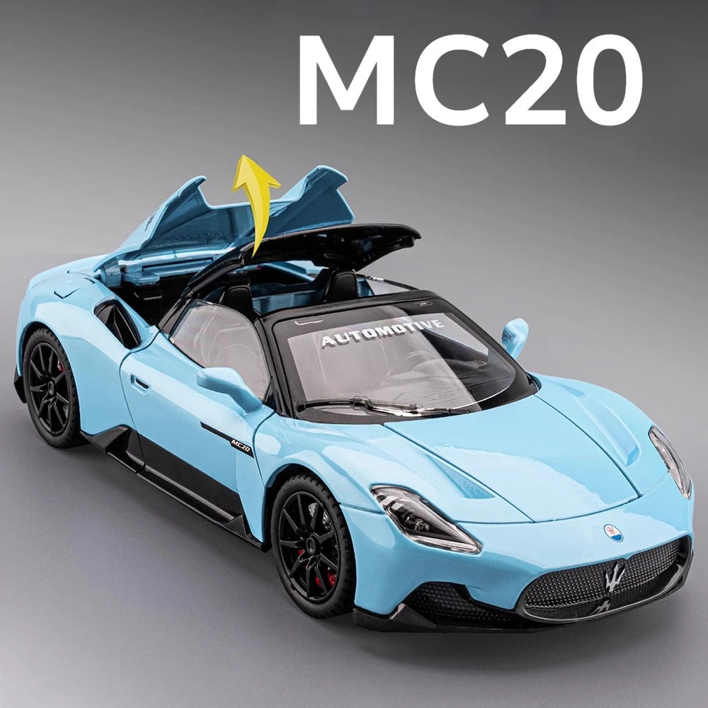 1:24 MC20 Lykan modelo de coche deportivo de juguete puertas fundidas de Metal sonido abierto luz extraíble supercoche modelos en miniatura regalos creativos