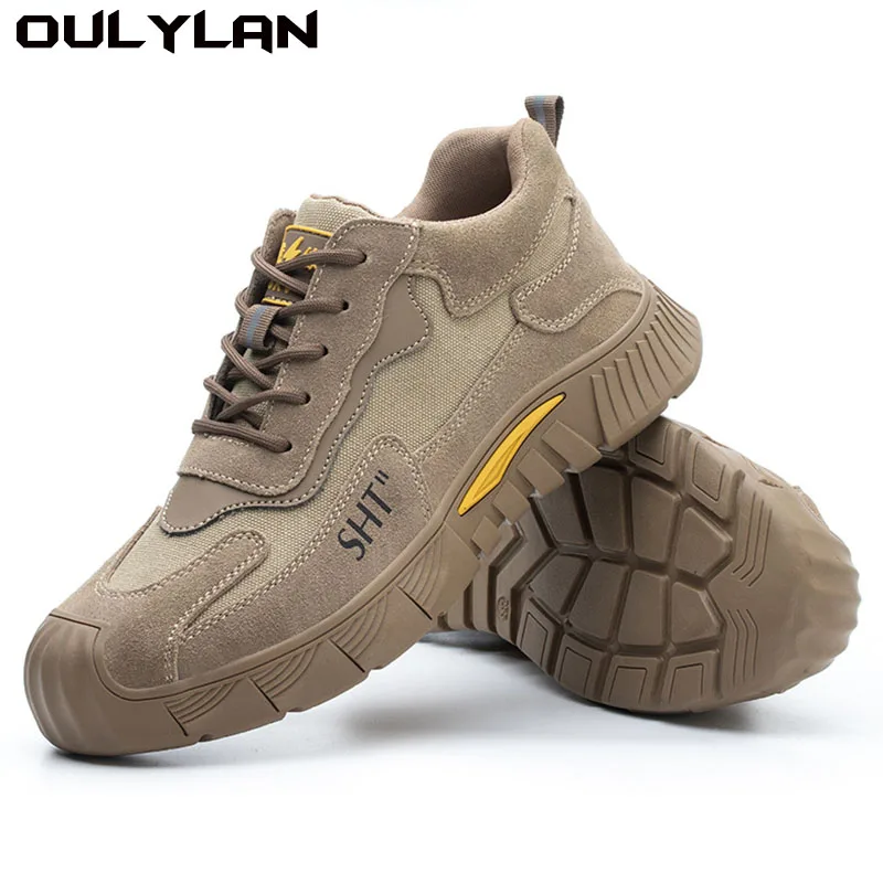 

Oulylan Comfort Anti Shock Lightweight Breathable Sneakers for Men Steel Toe Safety Shoes Anti-puncture Anti-smash Work Shoes