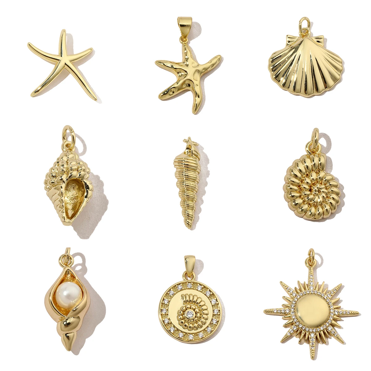 3Pcs/Lot Copper Sun Charms Starfish Pendants For DIY Making  Bracelet Necklace Fashion Jewelry