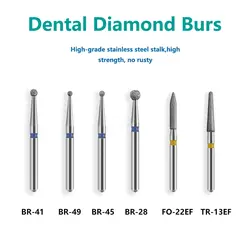 10Pcs/Pack Dental Diamond Burs Drill 1.6mm Shank for High Speed Handpiece Super Coarse Diamond Dia-burs Polishing Dentist Tools