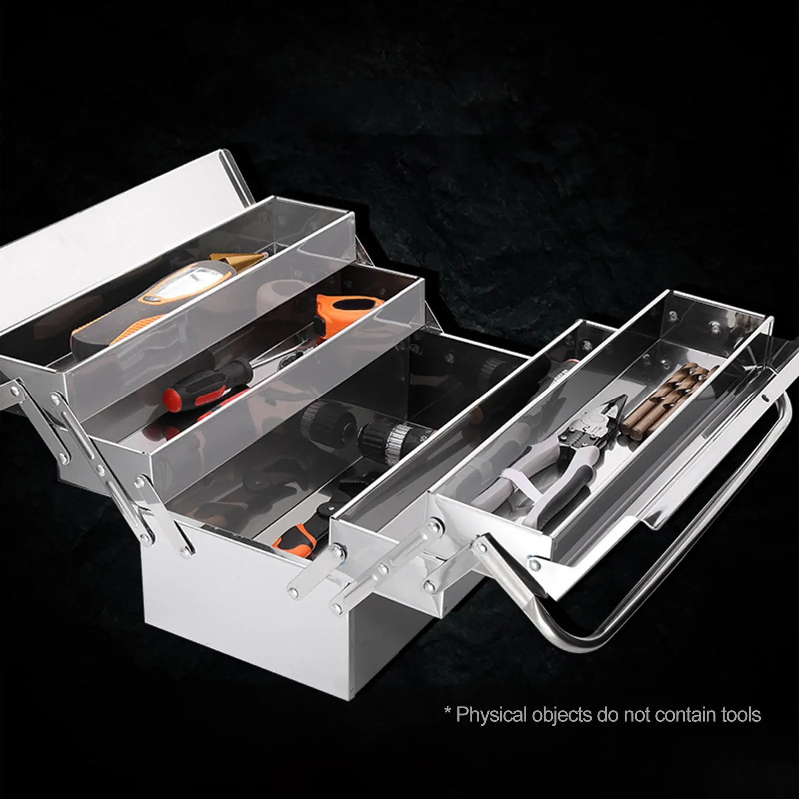 Multifunction Toolbox Large Space Hand Tools Storage Lockable Stainless Steel Portable Tool Box for Car Trunks Household Garage