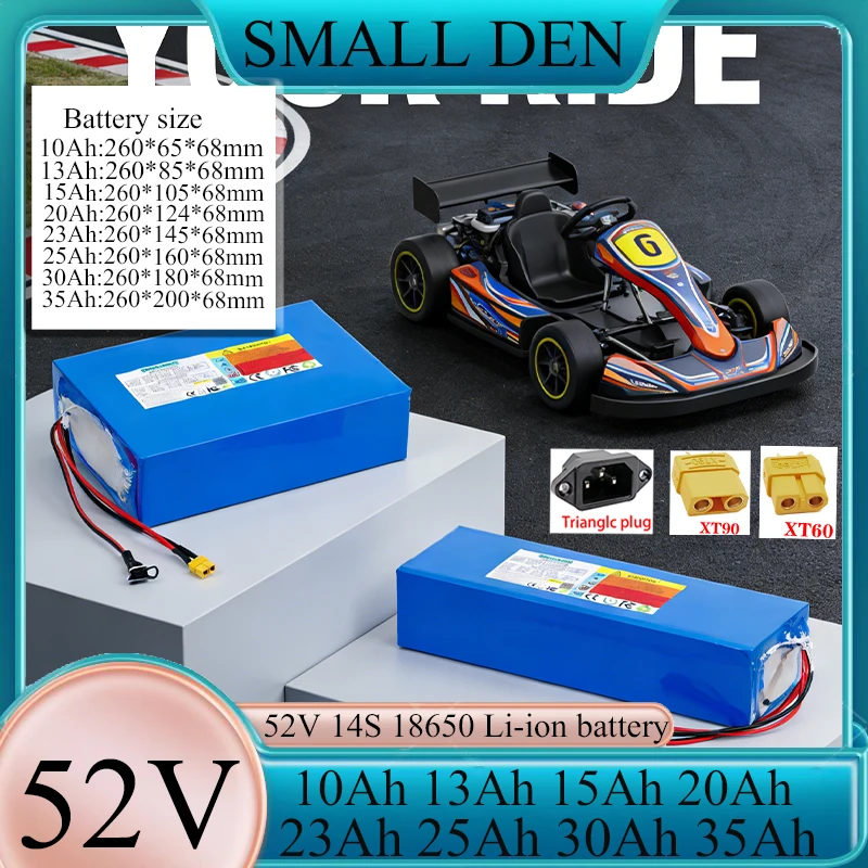 52V 18650 Li-ion battery 10Ah-13Ah-15Ah-20Ah-23Ah-25Ah-35Ah 14S3P-10P For 58.8V Li-ion battery pack 1500W motor with a charger