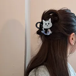 Cute and Cute Cat Catching Cartoon Hairpin Female Korean Back of Head Half Tie Hairpin Medium Shark Clip Headpiece