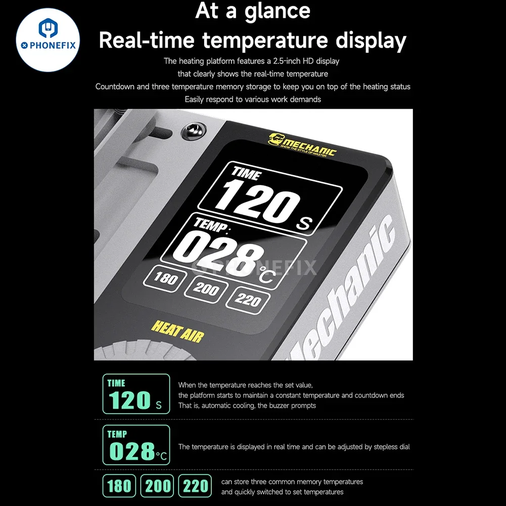 Imagem -05 - Estação Desoldering Mechanic Heat Air Módulo de Aquecimento com Estêncil Reballing para Placa-mãe do Celular Delaminação Inteligente