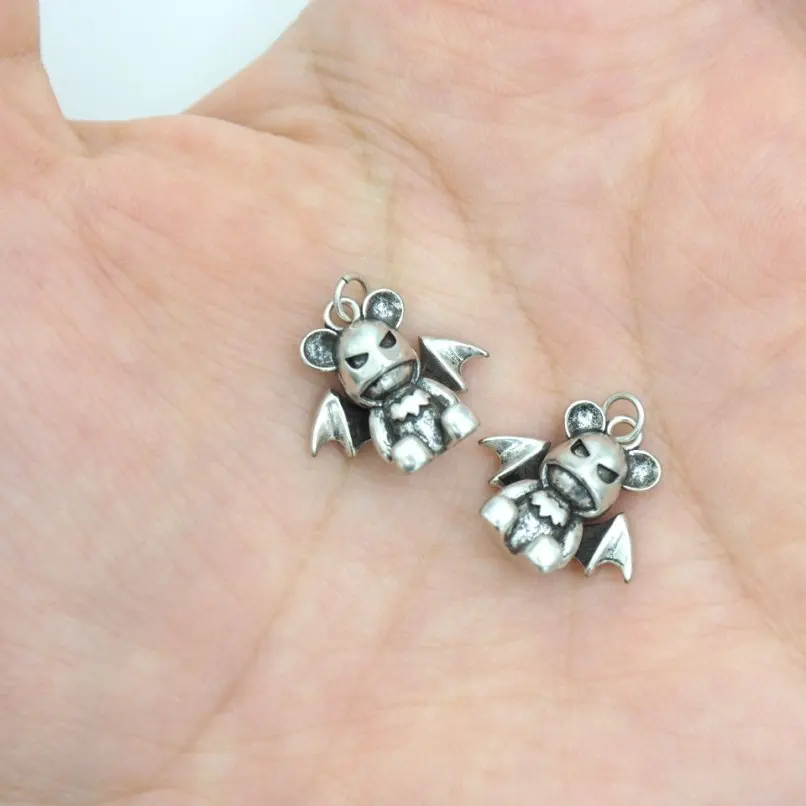 2 uds. Colgante de cobre Chapado en plata antigua Vintage pequeño diablo aproximadamente 15,5x17,1mm joyería regalo especial para mujeres