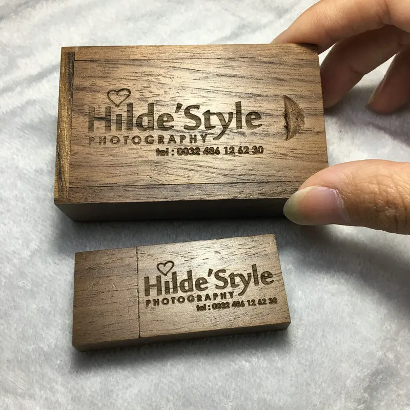 30pcs/lot Flash Drive USB3.0 Wooden + Box Pen Drive 8GB 16GB 32GB 64GB128GB U Disk Free Custom Logo for Photography Wedding Gift