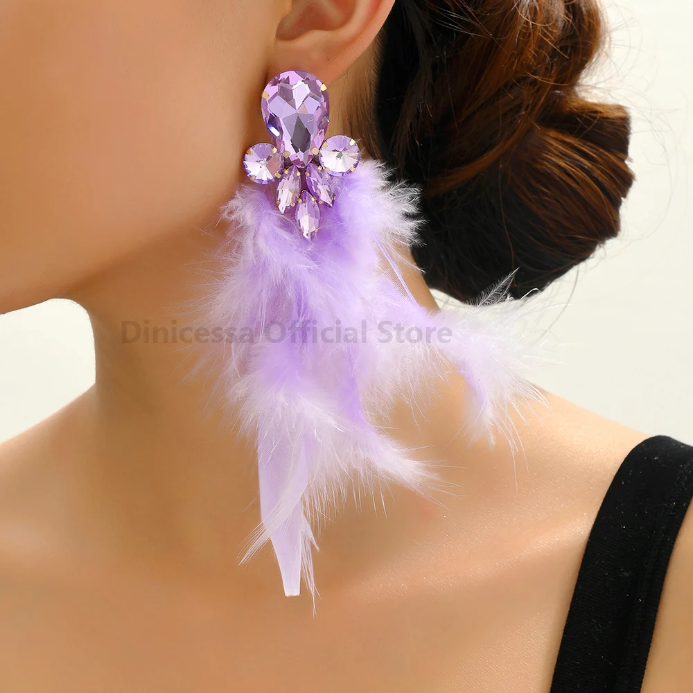 Modern Fashion Feather Tassel Original Unusual Bride Wedding Party Jewelry Trend Luxury Design Charm Dangle Earrings For Women