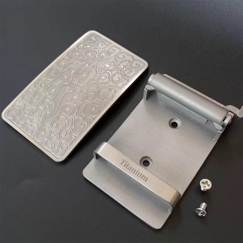 3.5cm/3.8cm pure titanium Xiangyun belt buckle anti allergic, toothless, non perforated, retro smooth buckle head, lightweight a