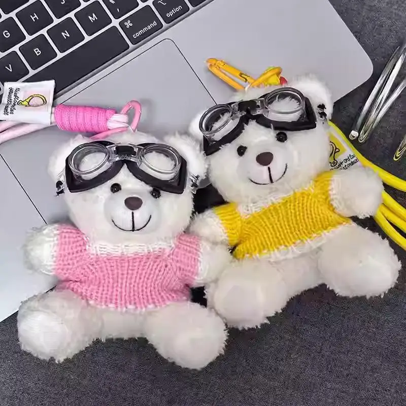 1 Stück niedlicher Plüschbär-Anhänger, Rucksack-Dekoration, Cartoon-Braunbär-Puppe, Plüsch-Schlüsselanhänger, Taschenanhänger, DIY-Zubehör – Detail 9