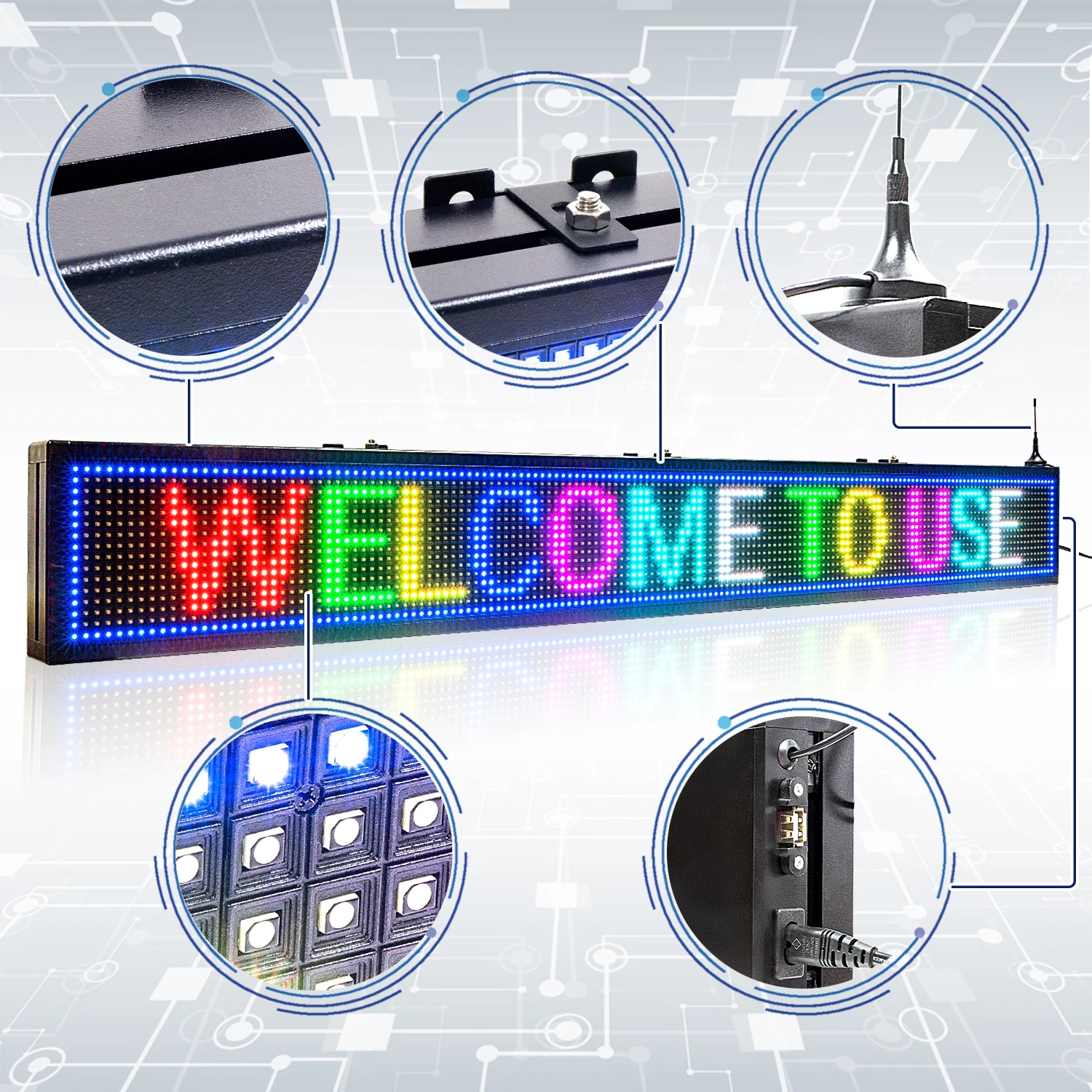 1.25m Wireless Control Led Display Indoor RGB Programmable Scrolling Message Sign Board for for Restaurant, Bar, Bistro, Cafe