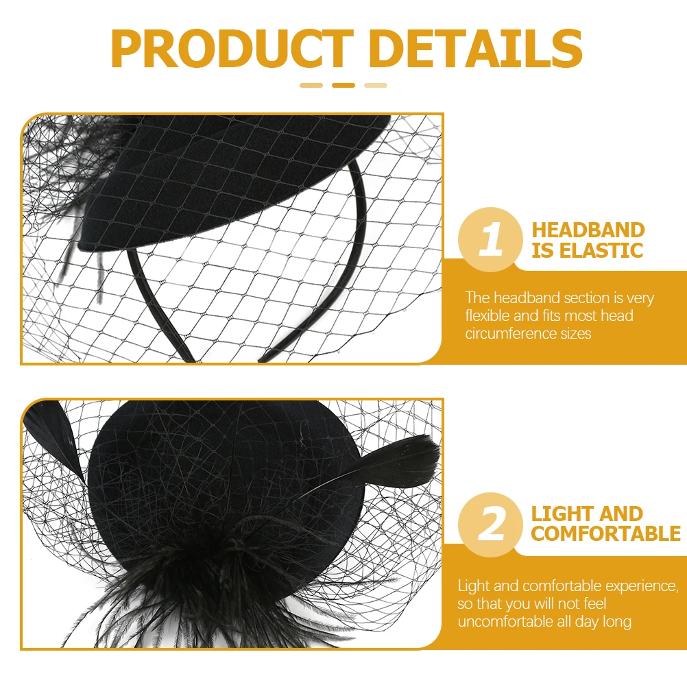 

Retro Head Hair Clip Elegant Headwear Fascinators for Women Tea Party Hat Headband Dress Hats Mesh Eye-catching Lightweight