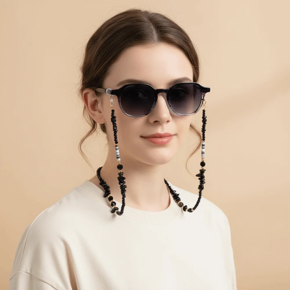 Colorful Beads Glasses Chain Crystal Stone Sunglasses Chains Hanging Neck Neck Strap Eyeglass Holder Necklace Outdoor Use