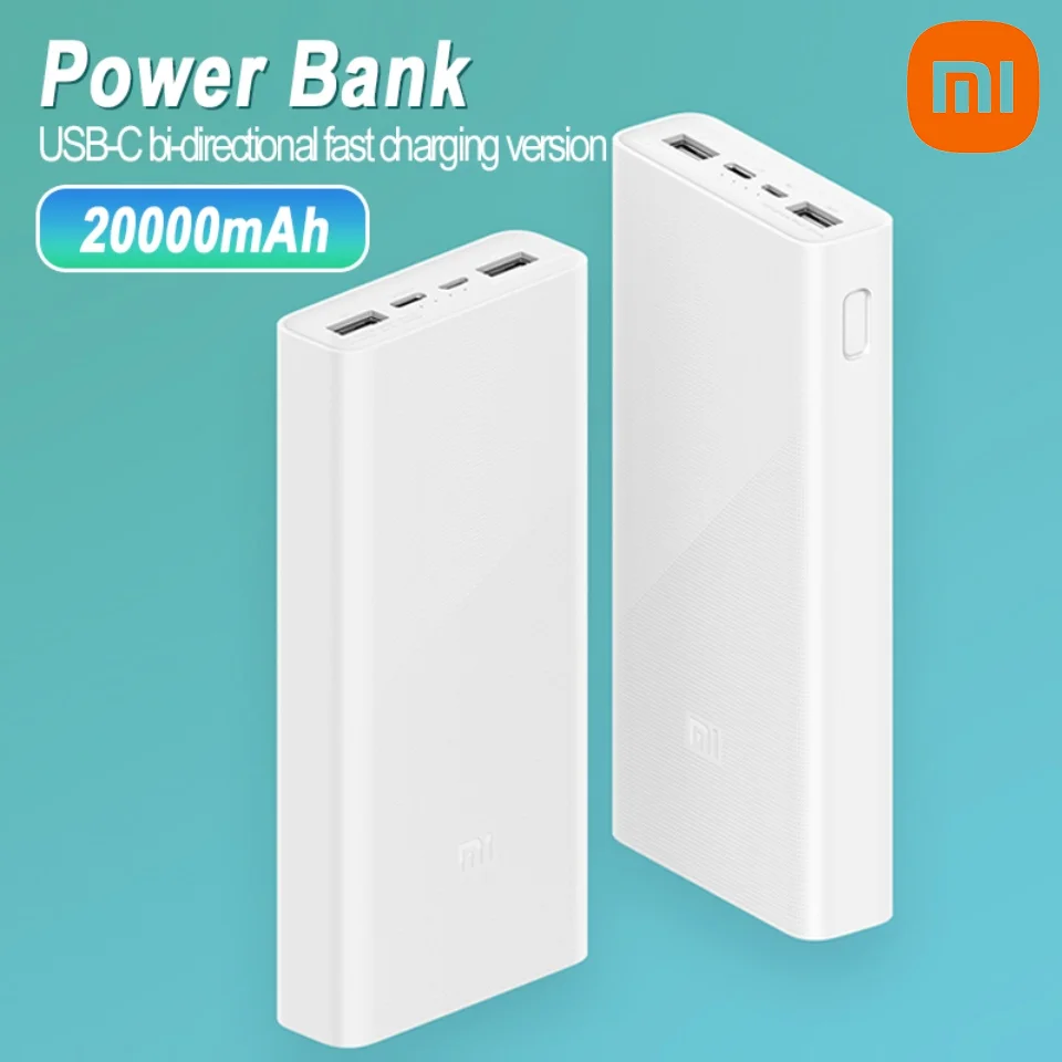 

Original Xiaomi Power bank 3 20000mAh PLM18ZM 18W 2-Way Quick Charging USB C Portable Mi Spare external battery 10000 Powerbank