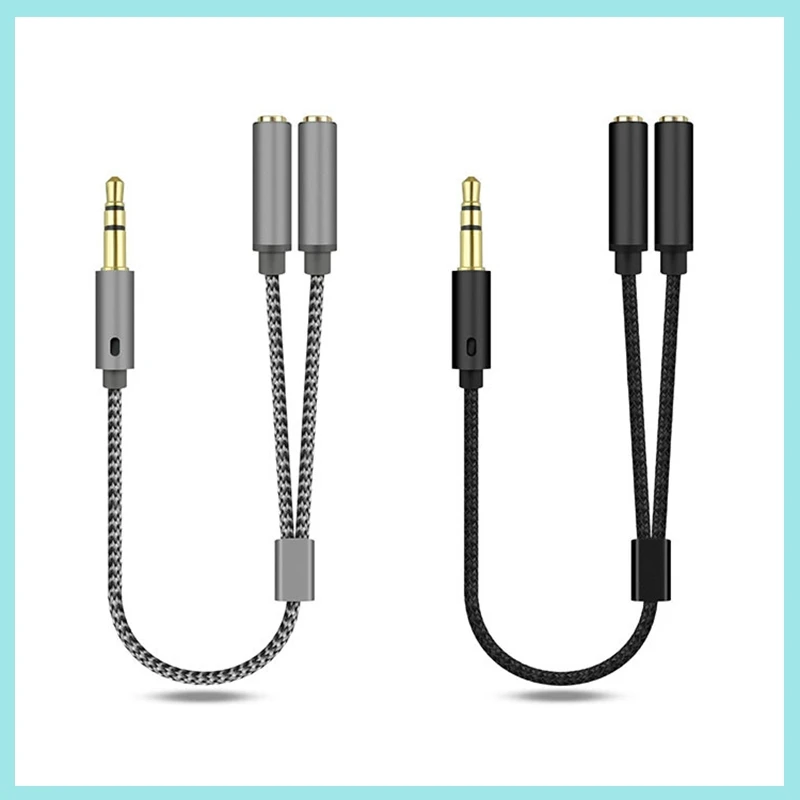 2/4/6pcs Braided 3.5mm Headphone Adapter Cable, 1/2 Extension Cable 1 Male to 2 female or 1 Female to 2 male Audio Cable B2