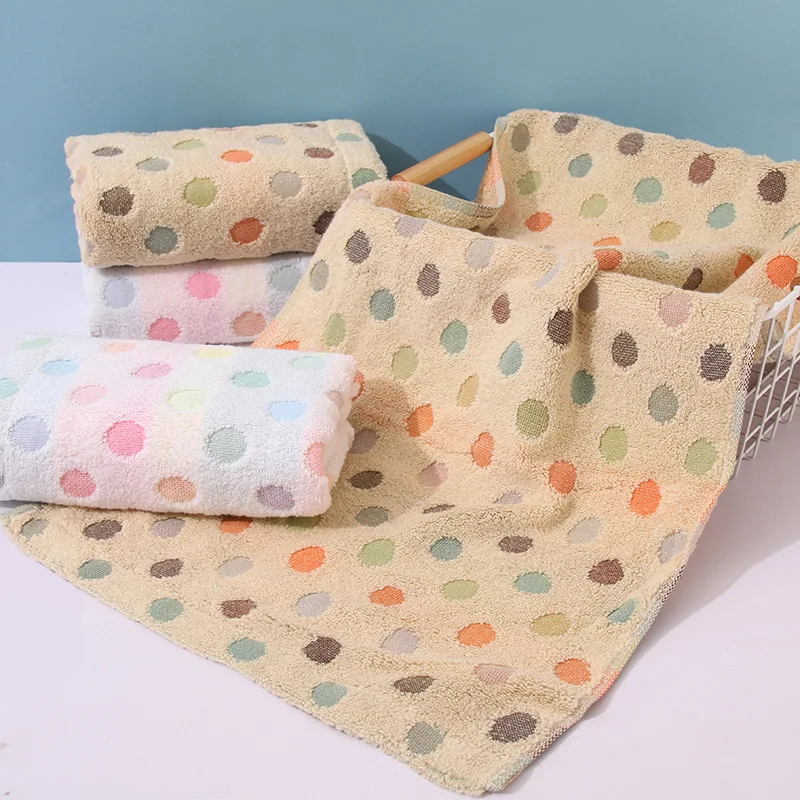 Cute Dot Face Towel 100 Cotton 35*75 for Children Women Men Adults Bathroom Terry Cloth High Quality