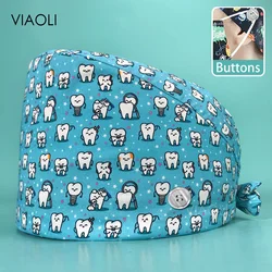 Tooth Dentist Scrub Caps Dental pattern Printing Scrubs Hat for women surgicals hat women's operating room hat