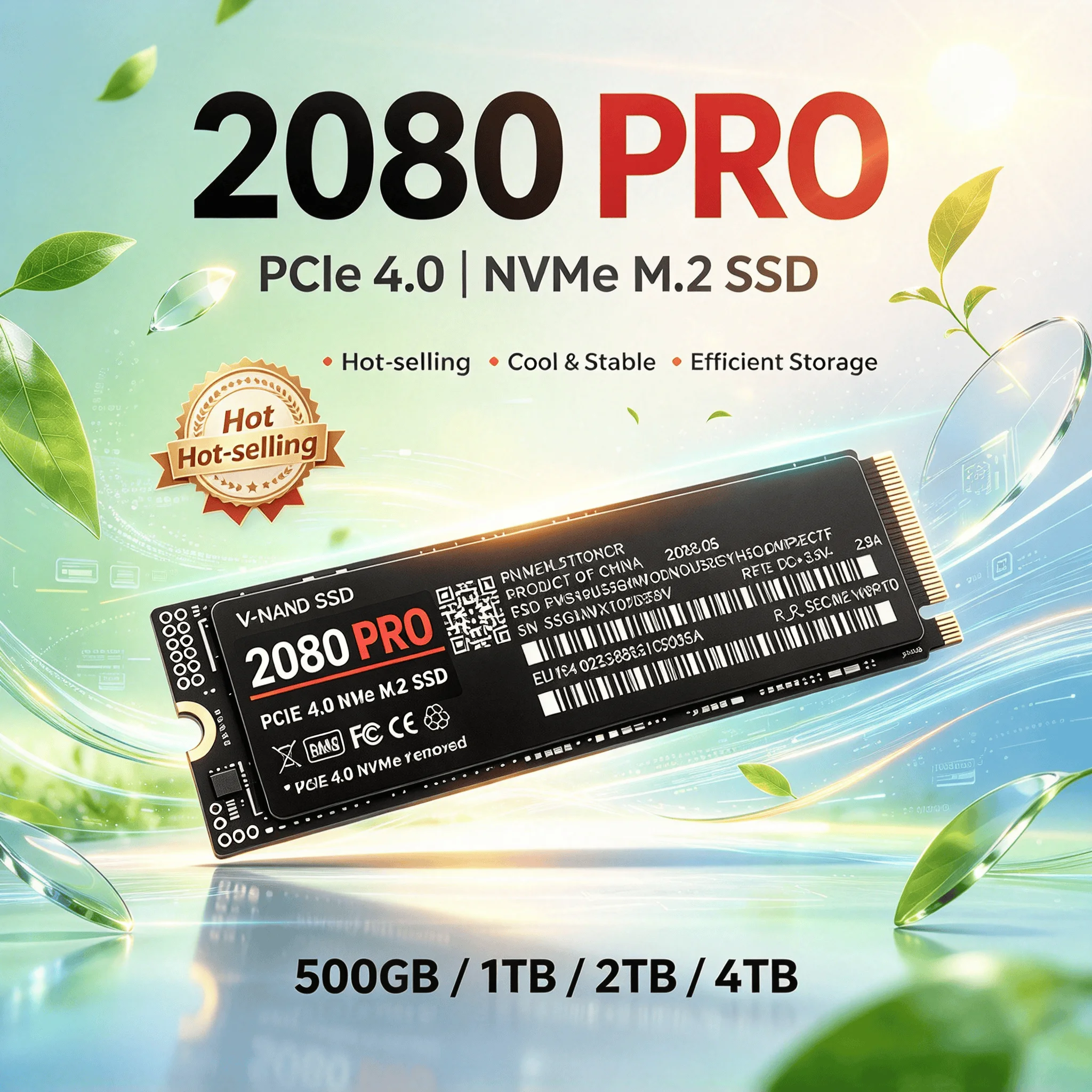 PCIe4 M2 NVMe SSD 2080 PRO High Speed 500GB 1TB 2TB 4TB Internal Solid State Drive for Gaming Office PC Laptop 3D NAND