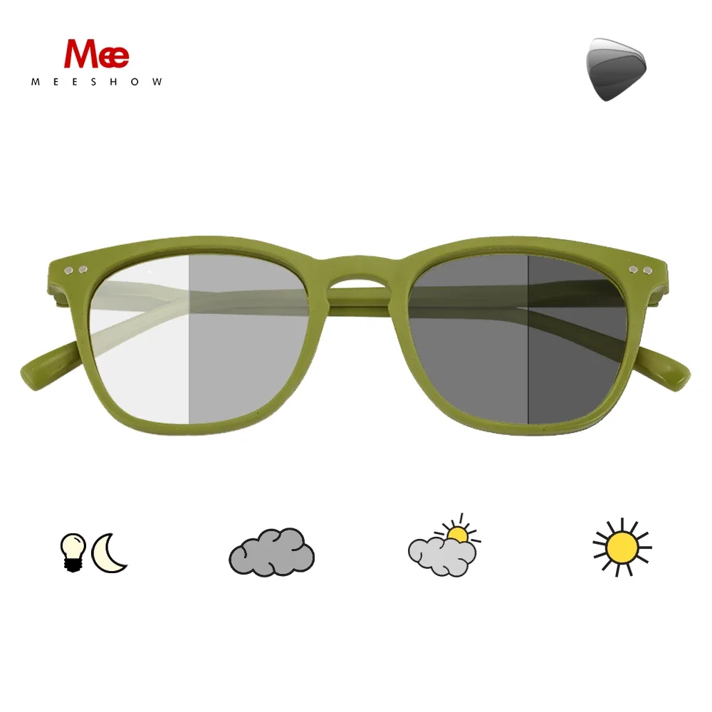 Meeshow Photochromic Reading Glasses Men Women Eyeglasses Retro Europe Style blue light blocking Glasses +1.5 +2.0 1765