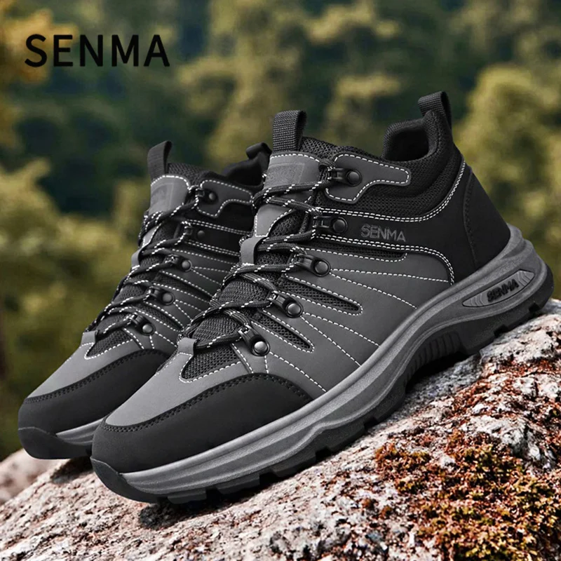 

SENMA/мужские зимние высокие ботинки, мужские удобные кроссовки, кожаные повседневные походные рабочие ботинки, противоскользящие ботинки, уличные альпинистские ботинки