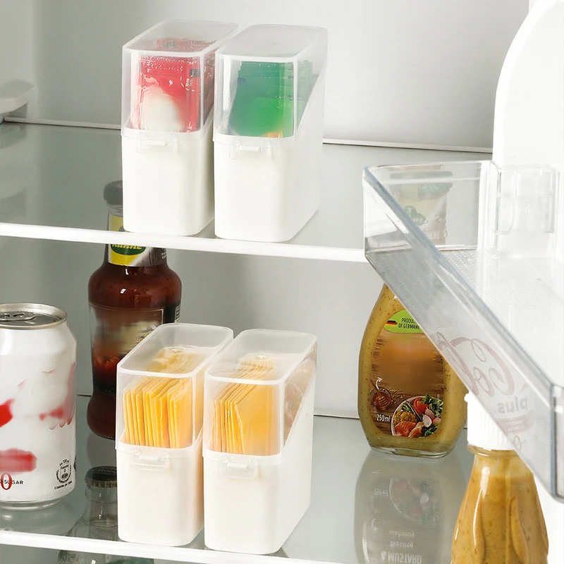 Slice Cheese Storage Box Clear Cheese Keeper Case Kitchen Frige Food Storage Container With Lid Spice Pack Organiser