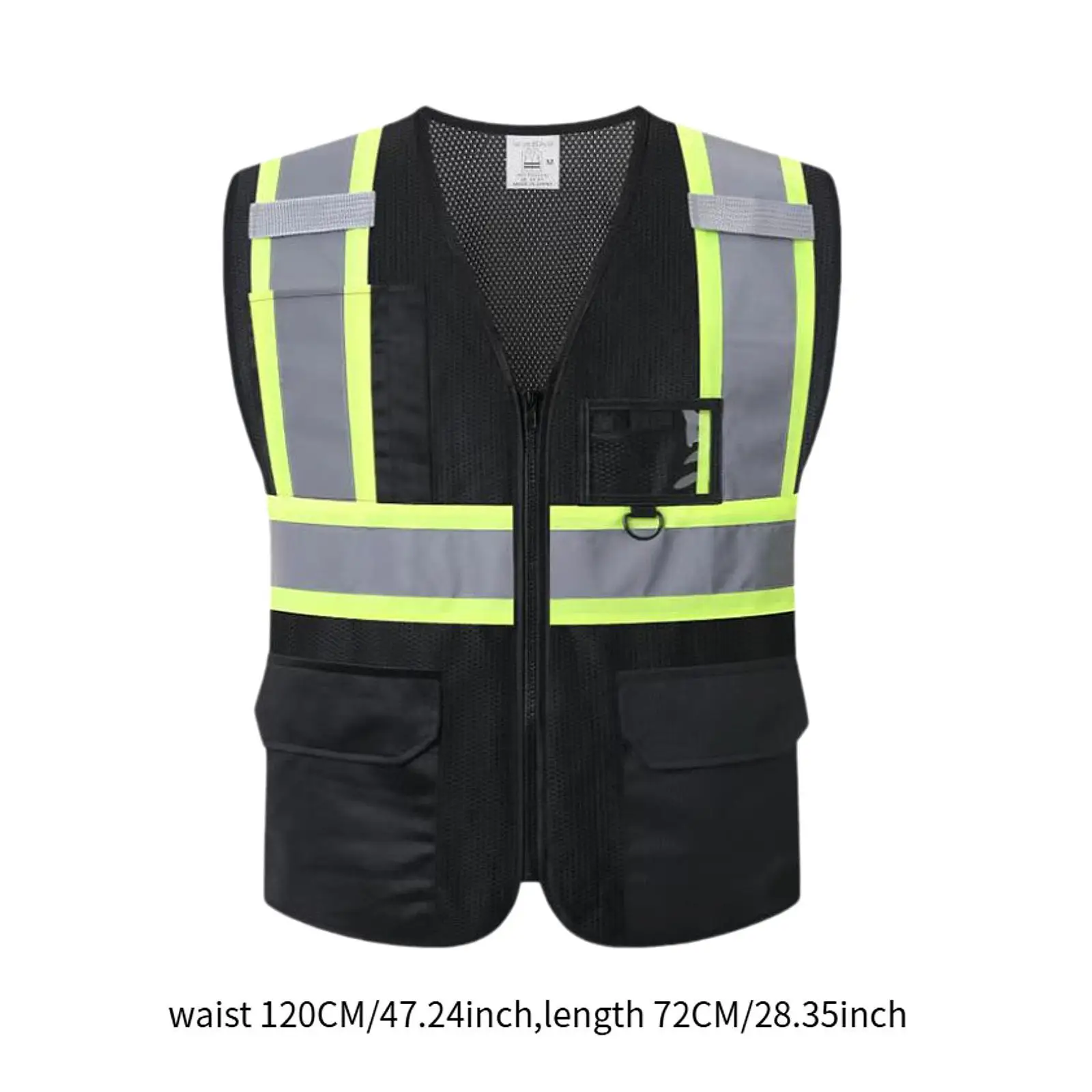 Reflective Safe Vest High Visibility Workwear with Zipper Work Clothing for Running Biking Dog Walking Traffic Construction