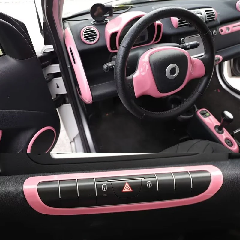 Car Interior Decorative Stickers For Mercedes Smart Brabus 451 Fortwo Car Modification Accessories Pink Decorative Stickers