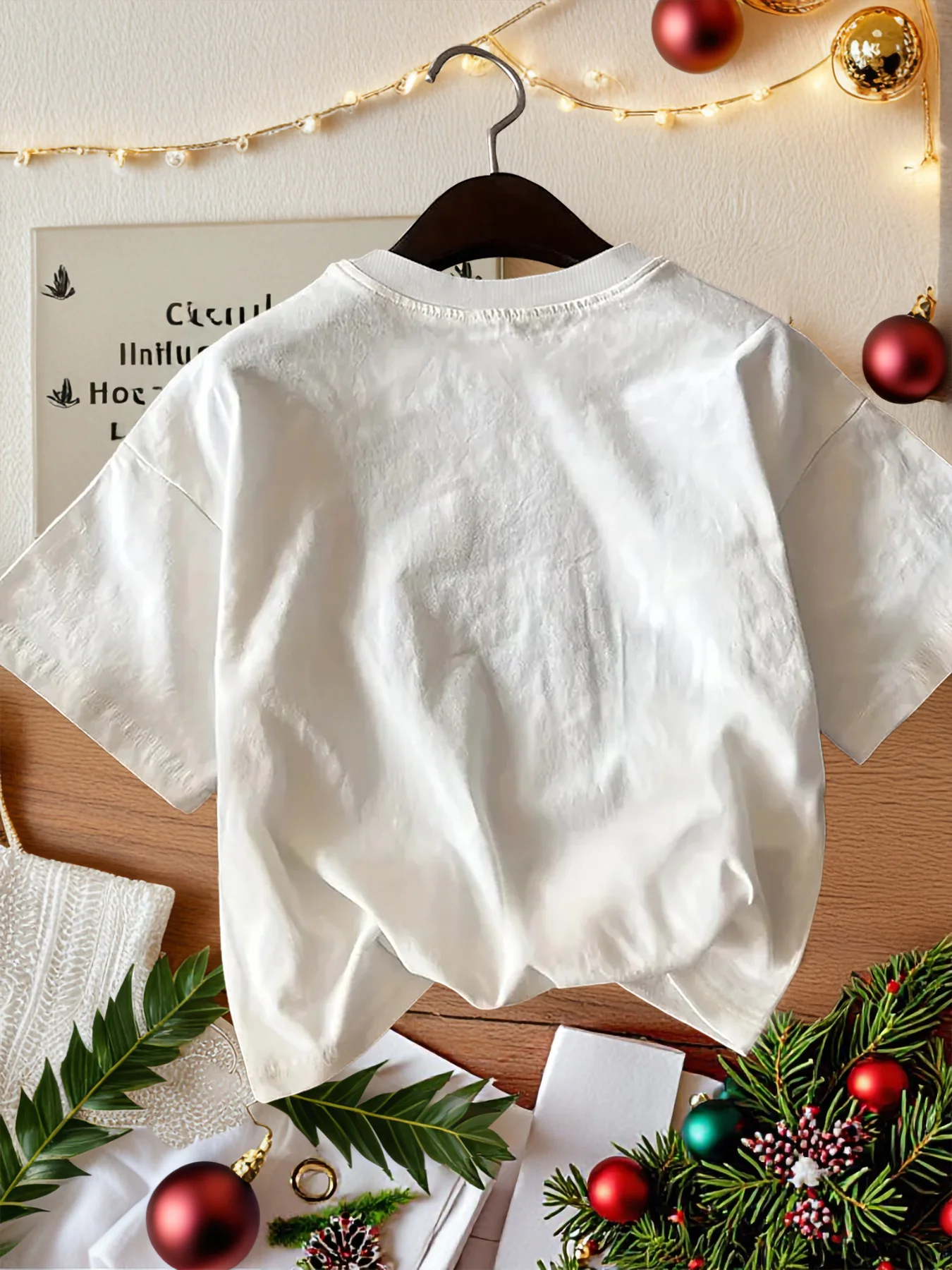 クリスマス T シャツ - メリー クリスマス テキストと赤いリボン柄 - デイリー ホリデー パーティー ドレス - カジュアル クリスマス パーティー ドレス