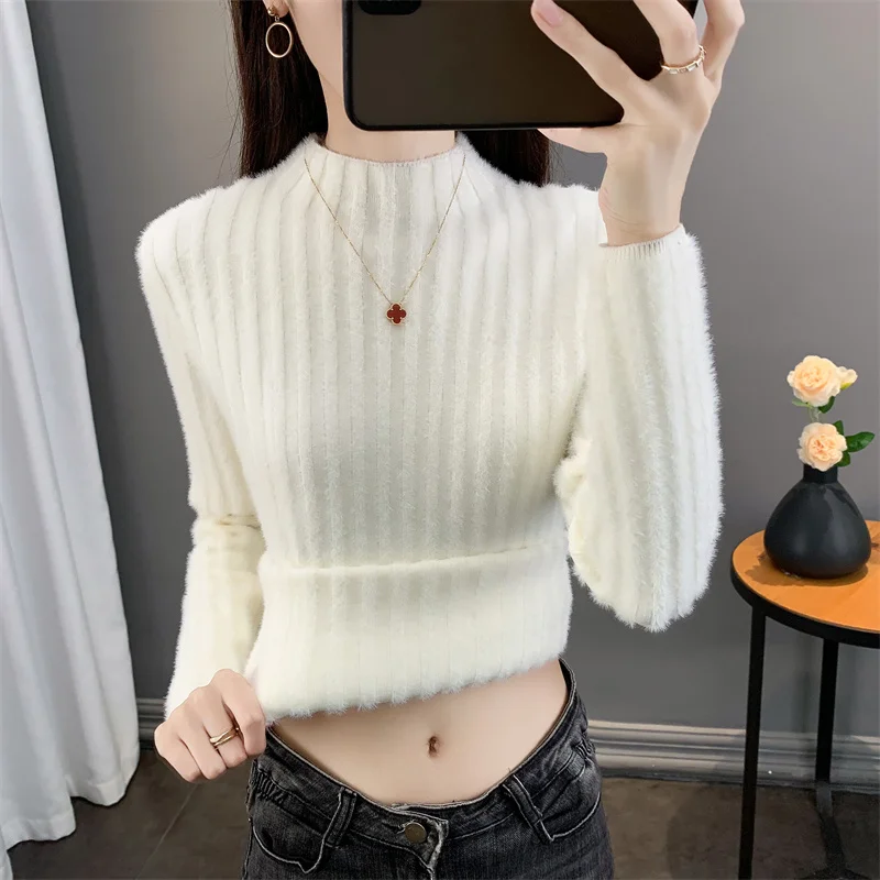 

ort Knitted Sweater Non-Balloning Autumn Winter Women's Faion High Collar Long Sve Regular Thin Guangzhou Thirtee...