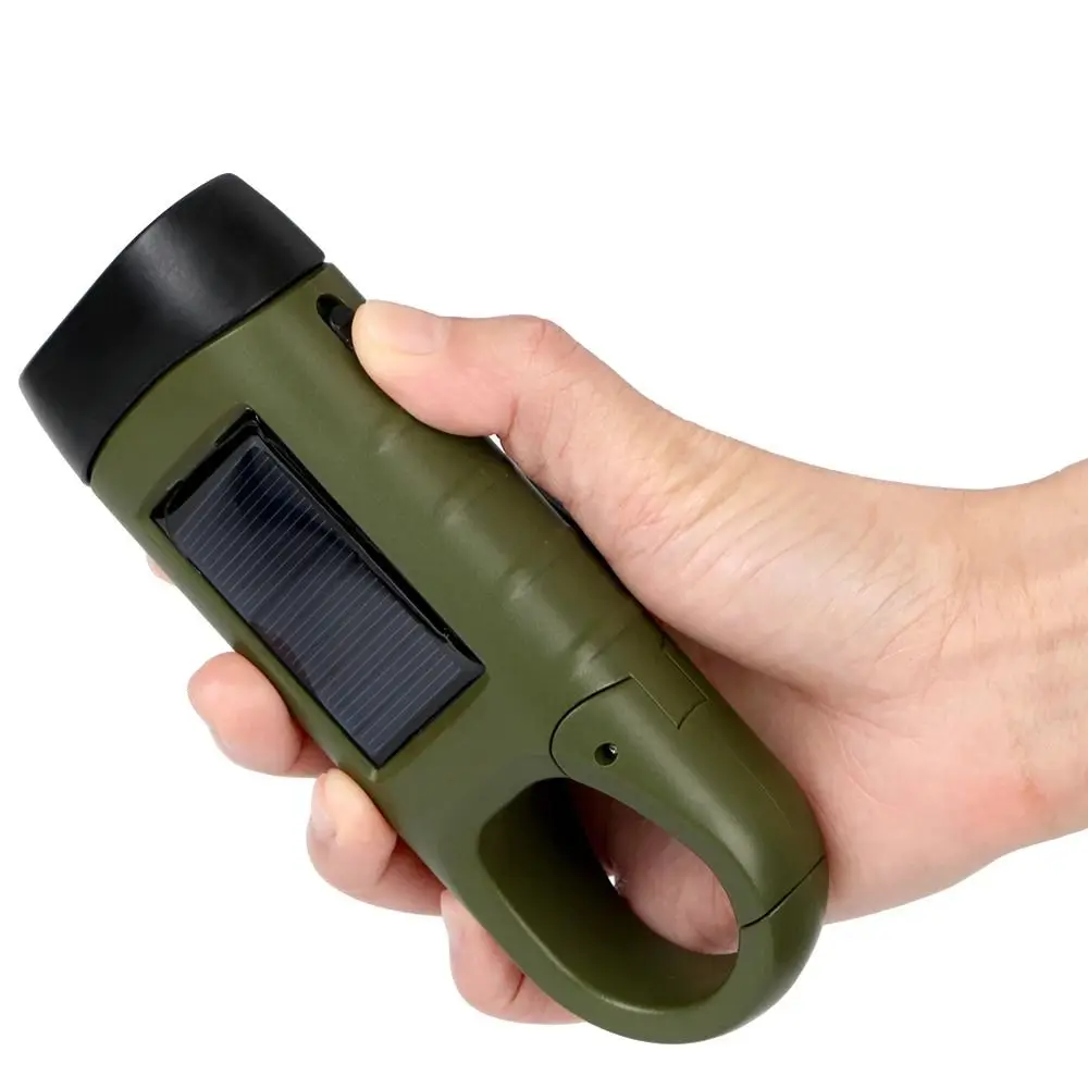 

Hand Crank LED Flashlight Solar Powered Energy Saving Charging Torch Portable Rechargeable Outdoor Camping Flashlight
