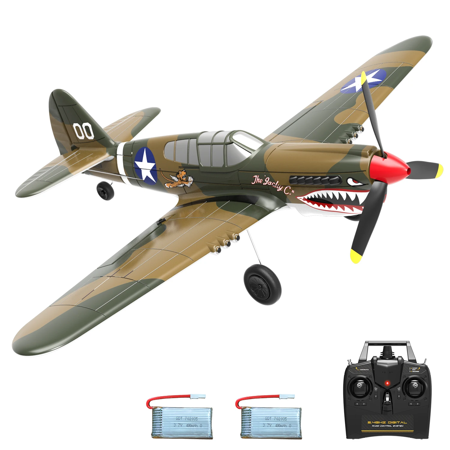 Volantex RC Airplane P40 Fighter Warhawk 2.4GHz 4CH EPP 6-Axis Gyro 400mm Wingspan One Key U-Turn Aerobatic 761-13 RTF