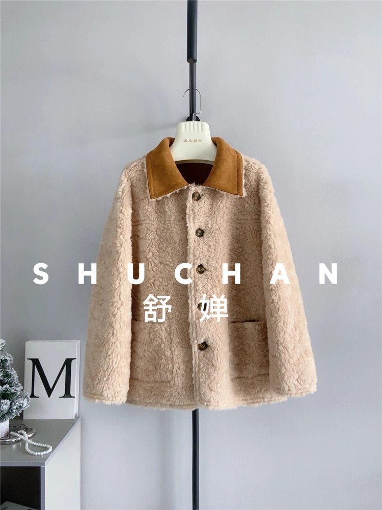 100% laine manteau femmes nouveau chaud Double face porter haut de gamme daim agneau fourrure veste 2025 nouvel hiver