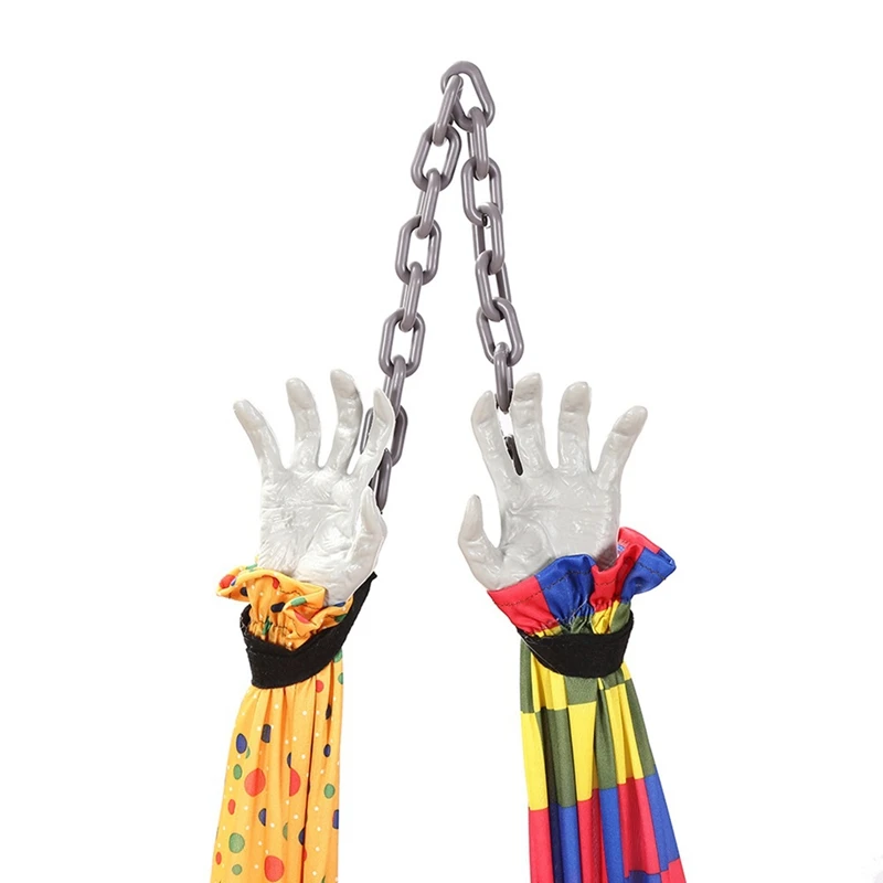 Hanging Clown 5.6 Ft Animated Talking & Shaking Scary Clown With Chain, Touch Activated For Halloween Decor