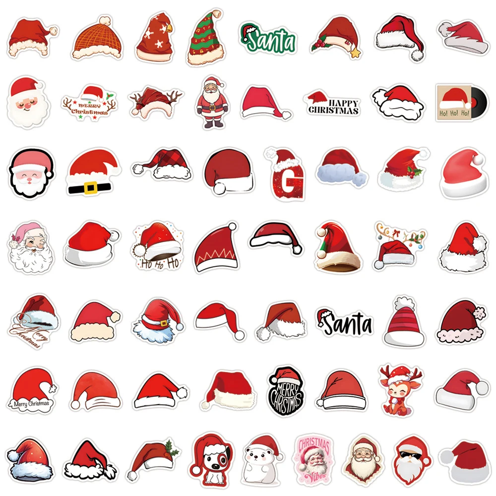 10/30/55pcs Leuke Cartoon Kerst Stickers Kerstmuts Kerstman Sticker voor Skateboard Telefoon Bagage Waterdichte graffiti Sticker