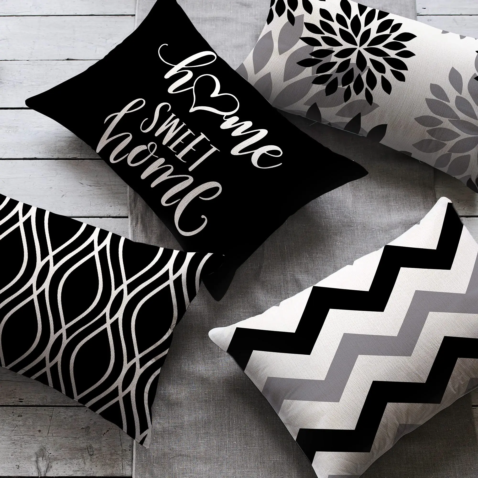 Black and white geometric linen pillowcase sofa cushion cover home decoration can be customized for you 30x50 40x60