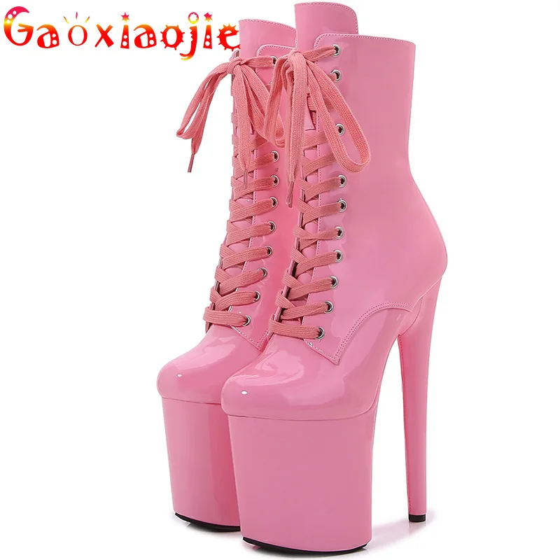 

New 2022 Stripers Custom 8 Inch High Heel Platform Pole Dancing Ankle Women Boots Shoes Sexy 15 17 20 CM Nightclub Lace-up Heels