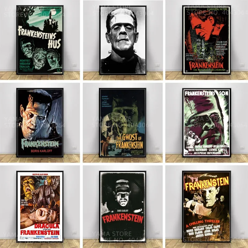 Frankenstein Classic Horror Movie Monster Print Art Canvas Poster For Living Room Decoration Home Wall Picture