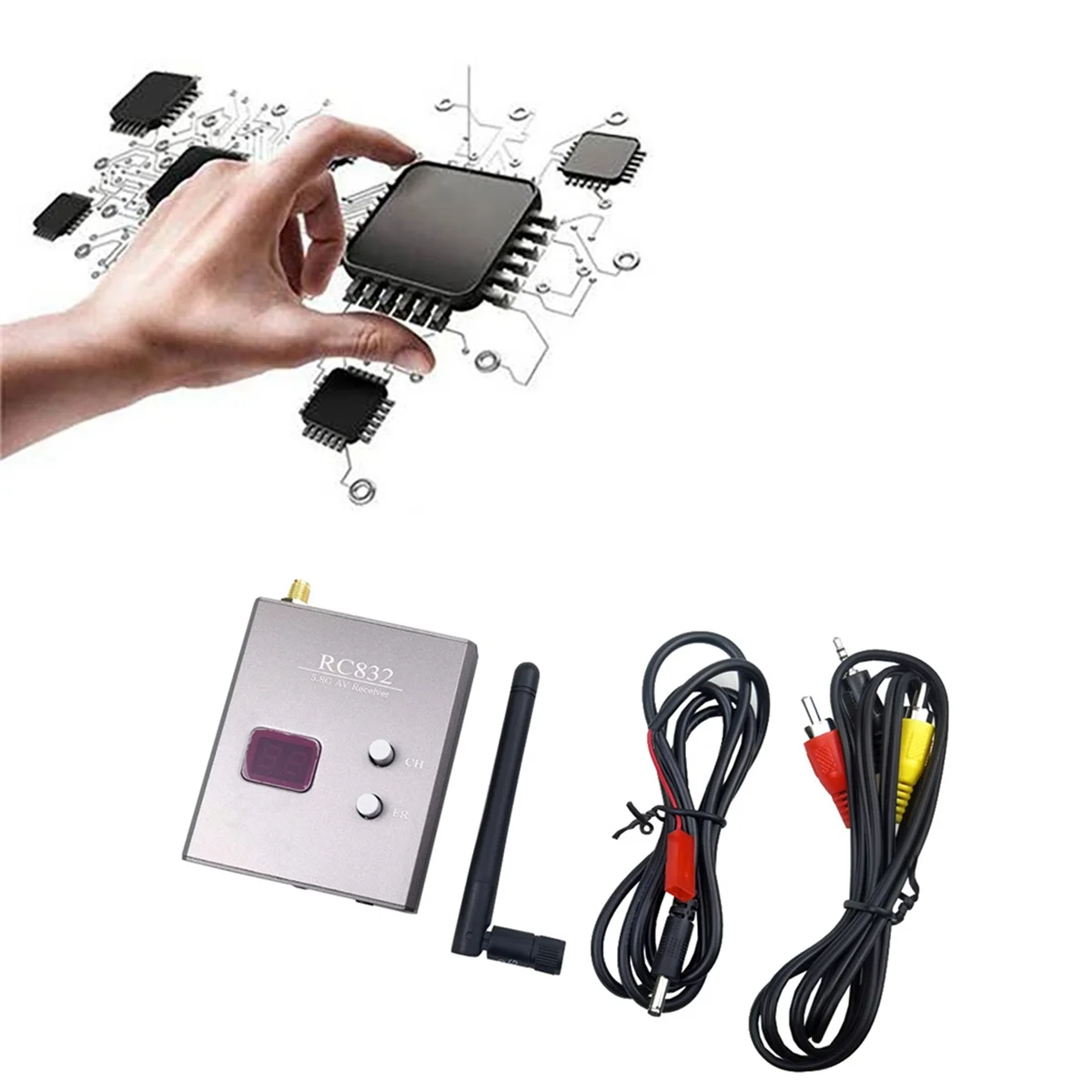 SMIEA RC832 FPV Receptor 5.8GHz 48CH RC832 AV Receptor com Antena para FPV Multicopter RC Quadcopter