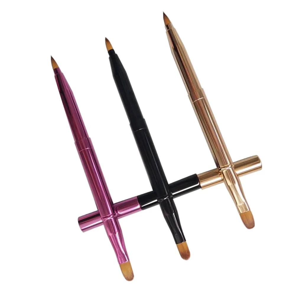 3pcs Lip Brush Double Ended Intrekbare Make-Up Tool Voor Lipgloss Foundation Concealer Oogschaduw Draagbare Flexibele Applicator