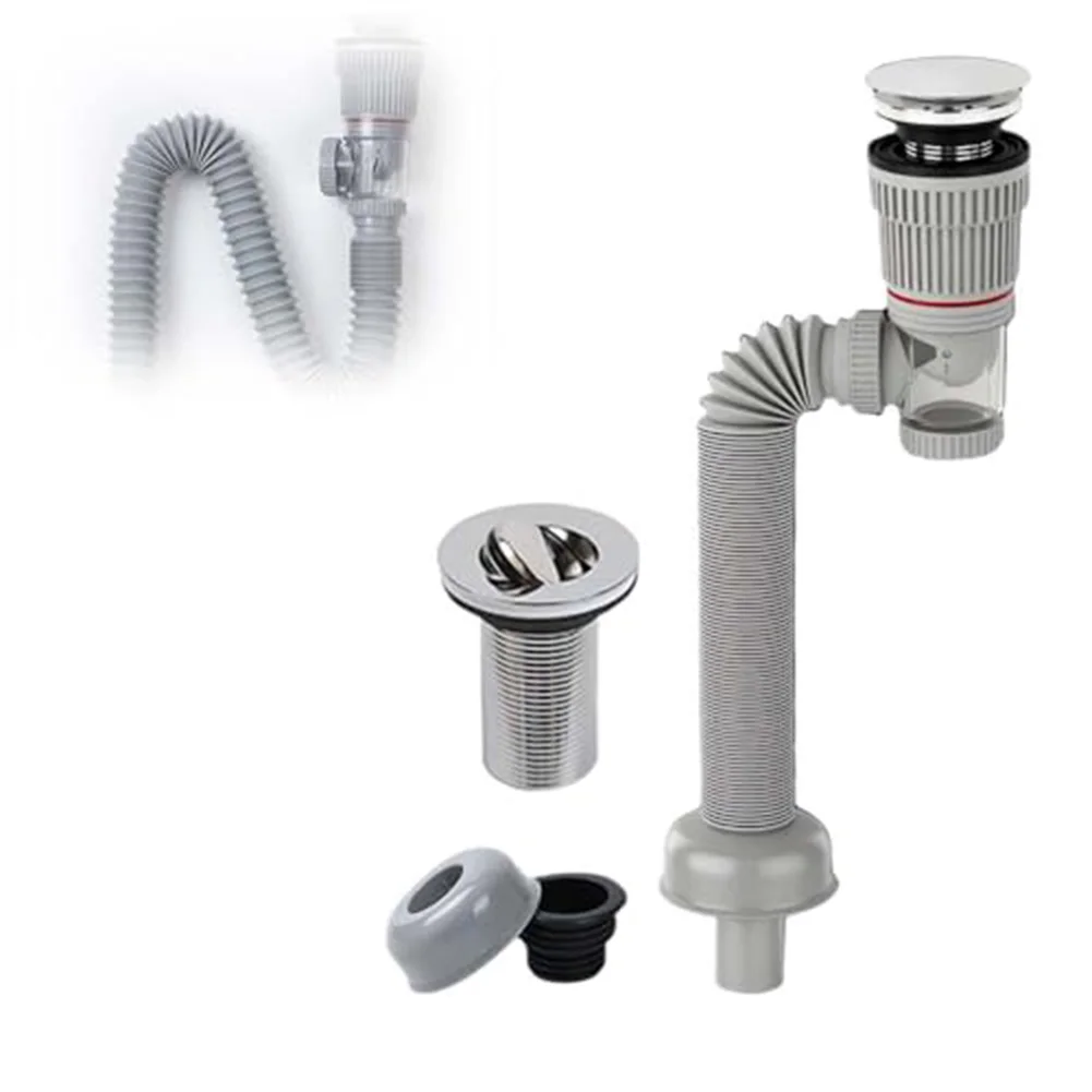 Flip Top Anti-Odor Drain Pipe Set Kitchen Sink Drain Retractable Deodorizing Filter Flexible Downspout Bathroom Anti Clogging