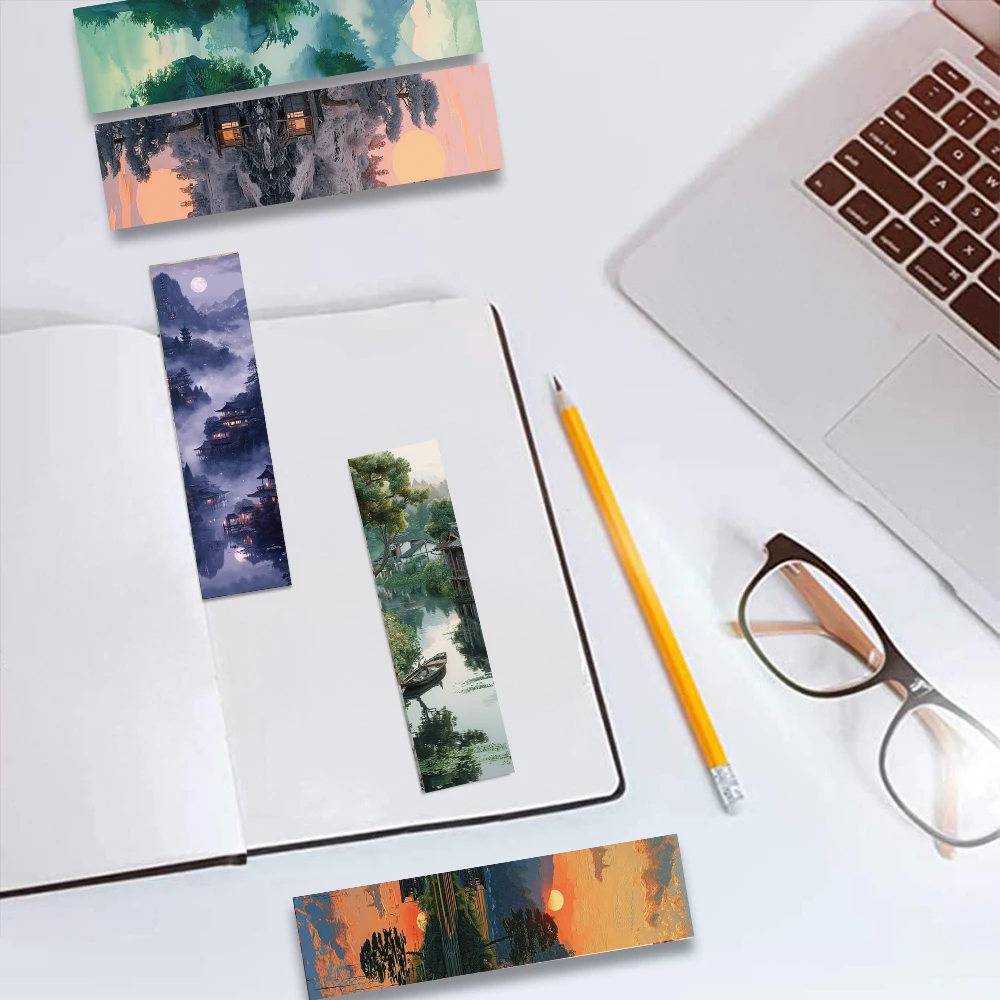 30PCS Lake And Mountain Scenery Bookmark Luggage Waterproof Reading Book Coffee Students School Personality Phone Laptop Bookmar