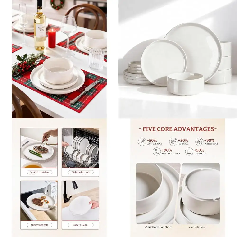 

Современный фарфоровый набор посуды из 12 предметов, белый, безопасный для микроволновой печи и посудомоечной машины, в комплект входит 4 тарелки и миски