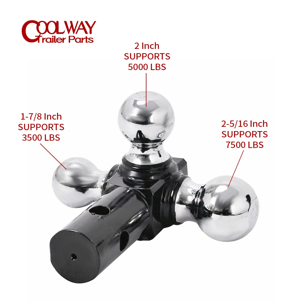 Aço pesado tri-bola giratória ajuste gota volta reboque engate de reboque montagem 2 "receptor rv camper caravana peças acessórios