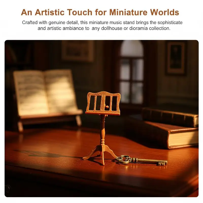 1:12 Miniature Wooden Music Stand Model Carved Detail Stable Base For Dollhouse Sand Table Photo Props