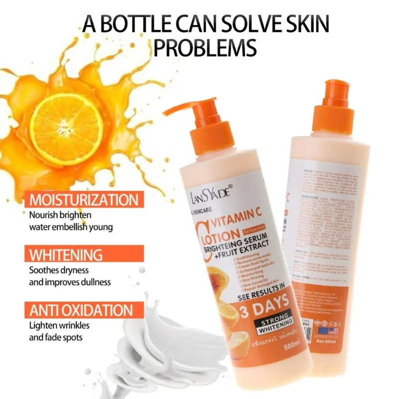 Bodylotion Vitamine-C Hydraterende Voedende Lichaamscrème Reparatie Huidverzorging Anti-Chapping Verhelderend Voedend Serum 500Ml