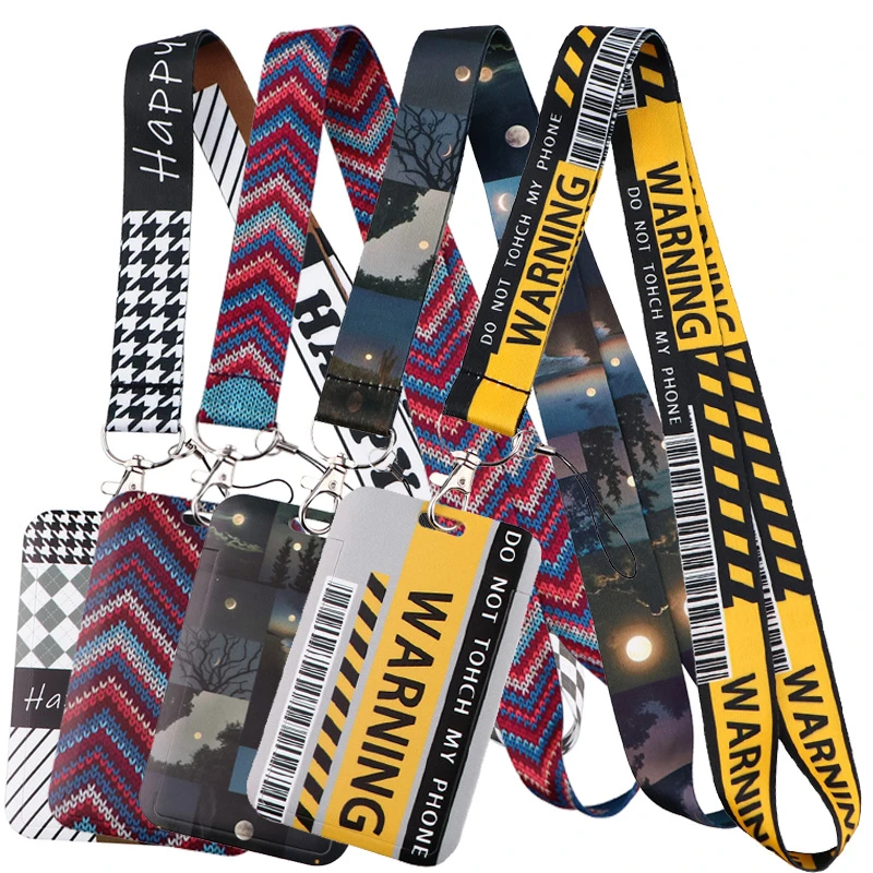 Caution Sign Neck Keychain Necklace Webbings Ribbons Anime Cartoon Neck Strap Lanyard ID badge Holder Keychain Lanyards