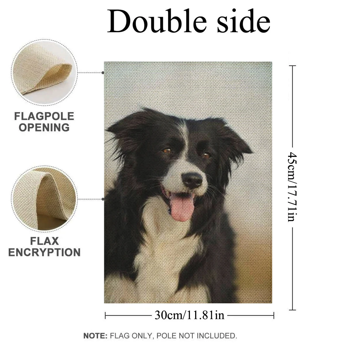 1PC  Border collie Pattern Linen Cotton Garden Flag Banner Indoor Outdoor Home Garden Hanging Decor