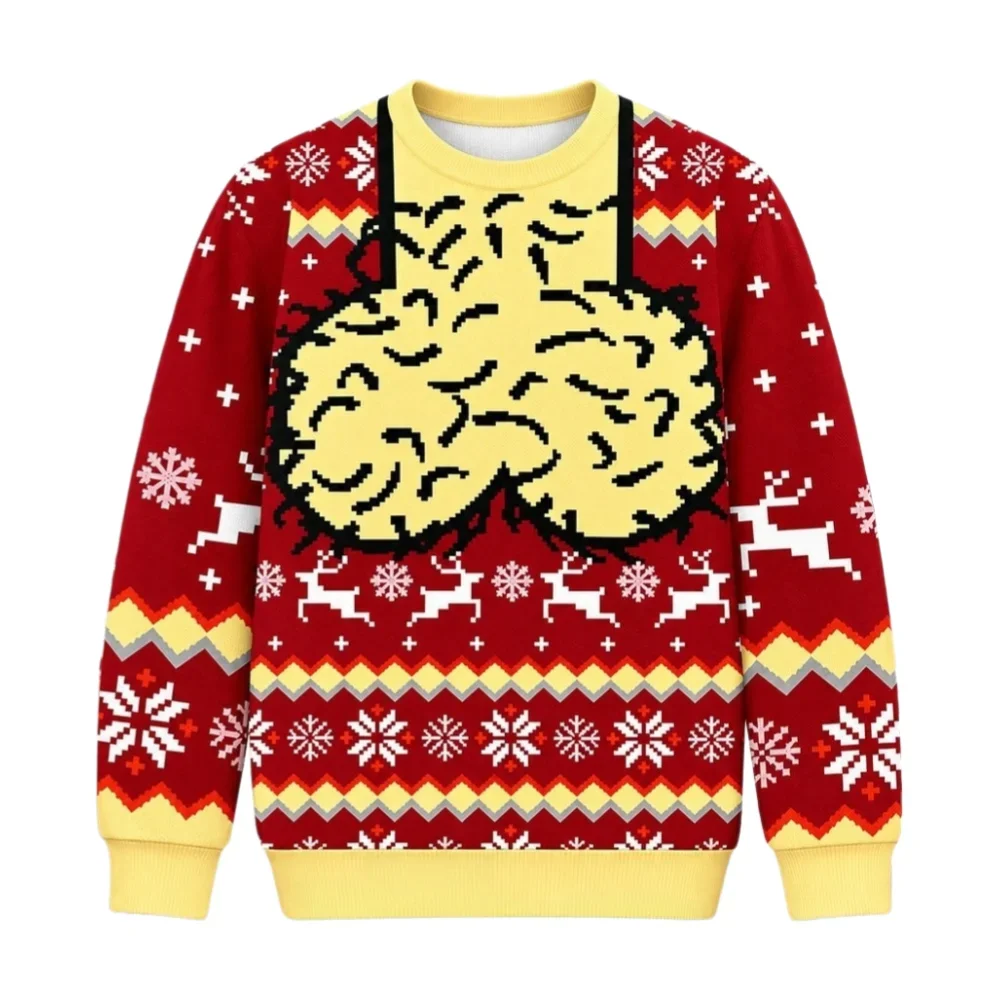 Men‘s 2026 Novelty Cartoon Ugly Christmas Sweatshirt Rude Funny Party Holiday Gift Casual Relaxed-Fit Soft Comfy Autumn Winter