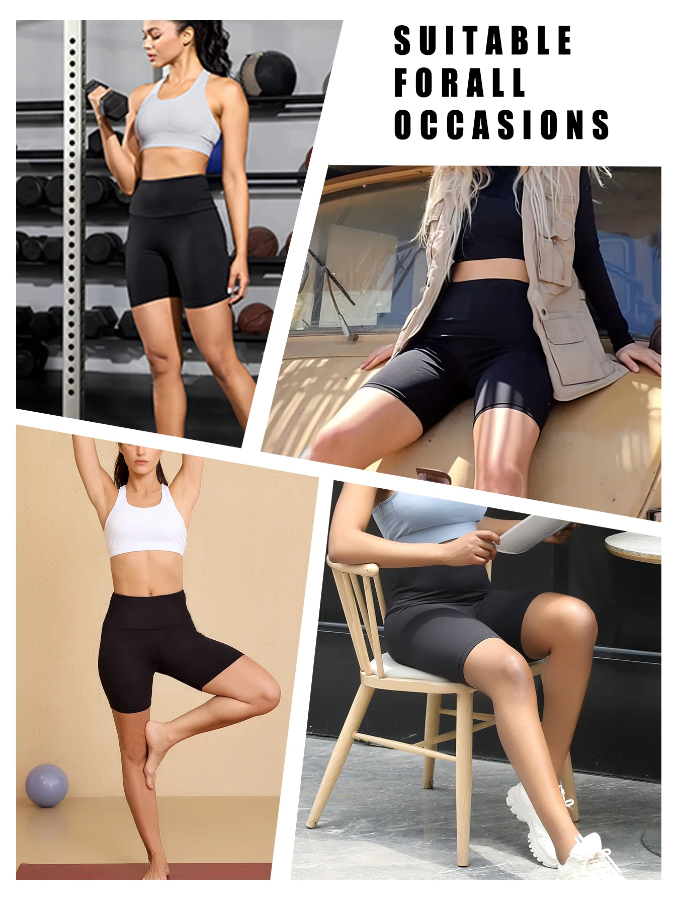 5 Pack Women's High Waisted Biker Shorts Super Soft Tummy Control No See Through Workout Yoga Running Push Up Gym Fitness Shorts