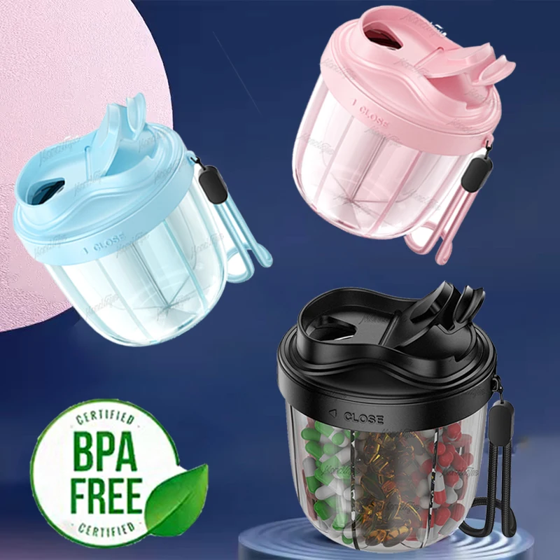 

7 Compartment Pill Organizer Weekly Pill Case with Anti-Mix Design Sealed Storage Pill Box Portable Drug Divider Travel Hiking